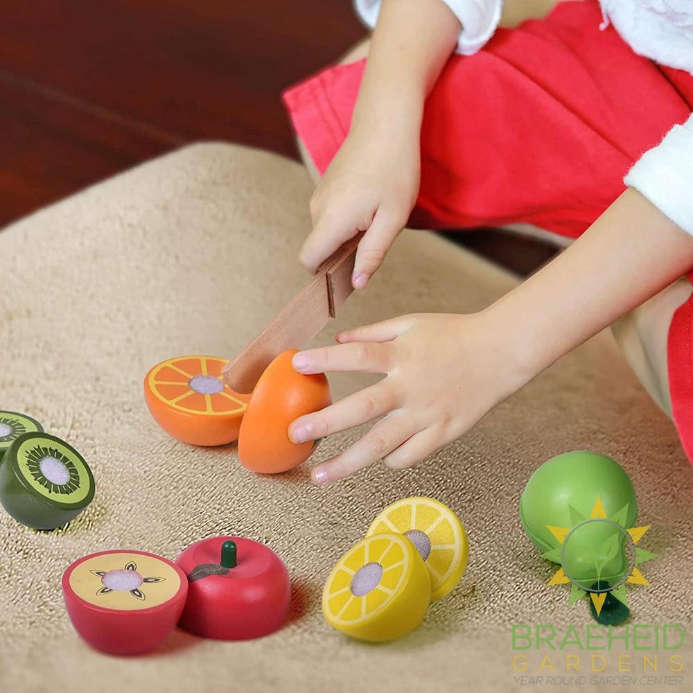 11 Pcs Wooden Pretend-Play Fruit Cutting Set for Kid Toys