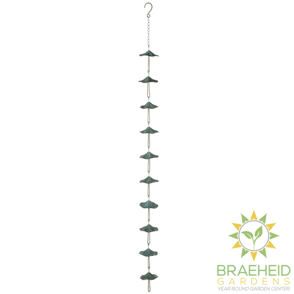 Large Green Patina Mushroom Rain Chain