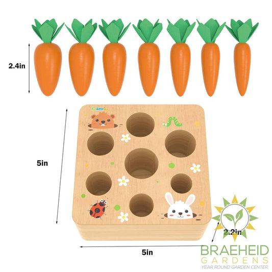 Educational Wooden Toys Carrots Harvest Shape Size Sorting