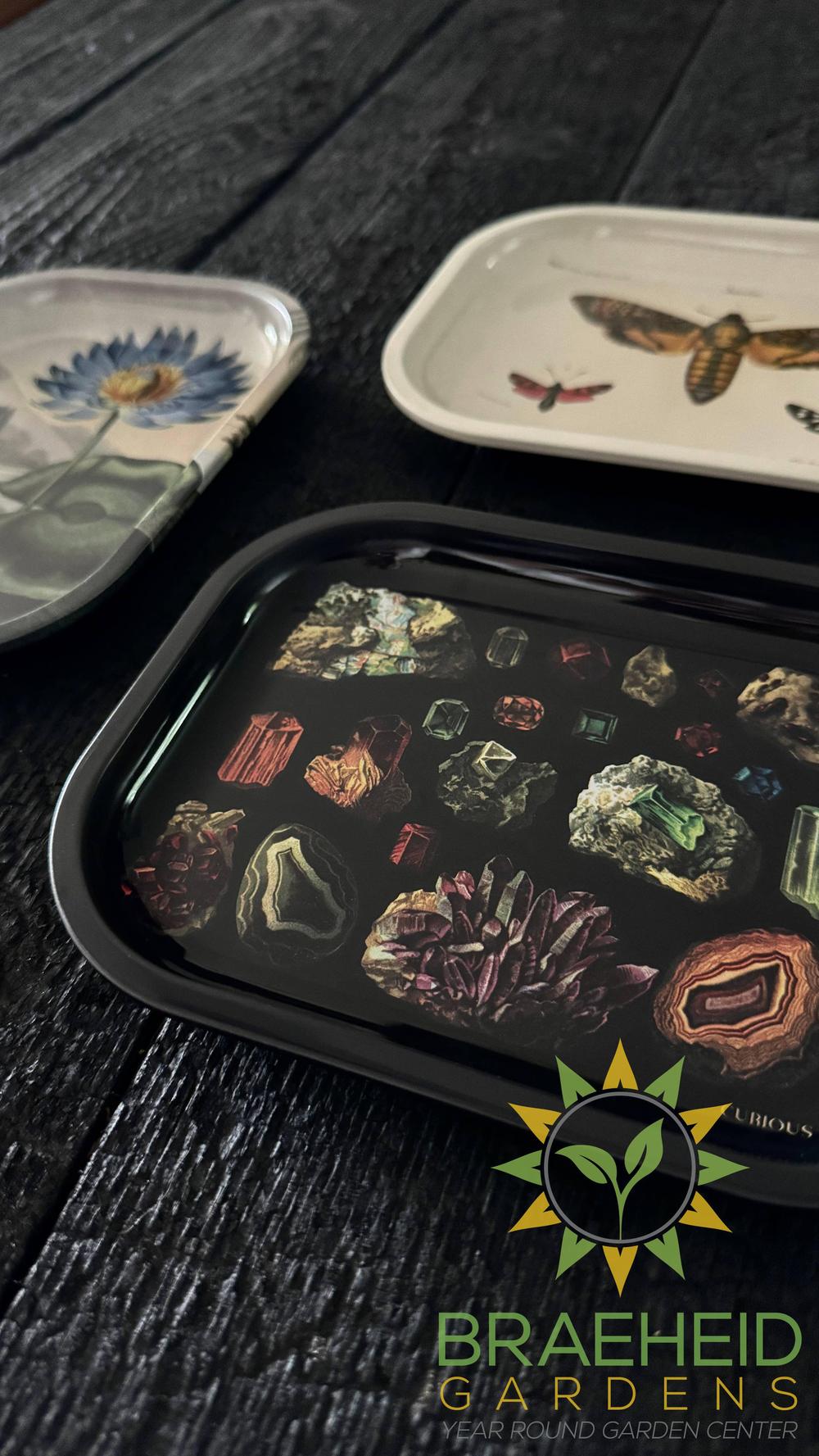 Small Metal Dark Gemstones Crystals Catchall Tray / Geology