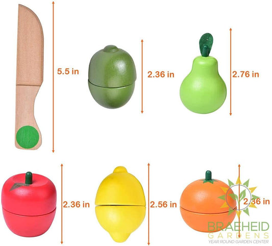 11 Pcs Wooden Pretend-Play Fruit Cutting Set for Kid Toys