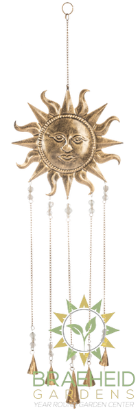 Antique style Gold Embossed Sun Face Windchime