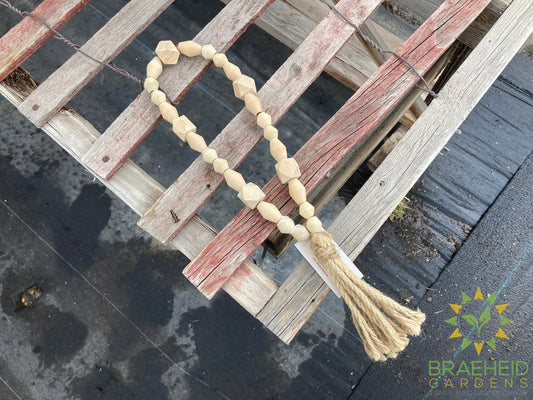Wood Beaded Garland with Tassel