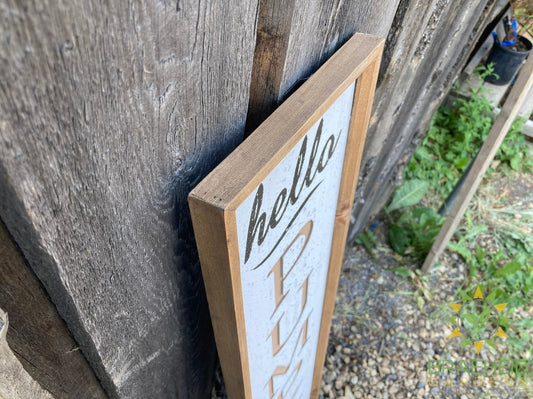 Carved Hello Pumpkin with Layered Pumpkin Vertical Wall Decor