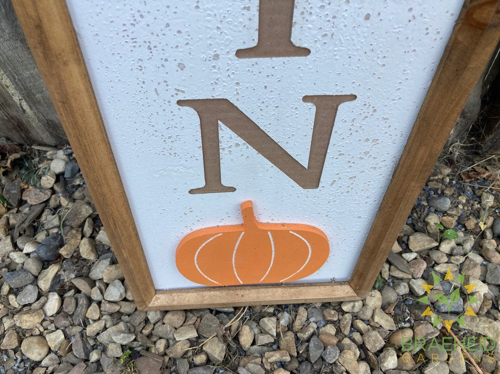 Carved Hello Pumpkin with Layered Pumpkin Vertical Wall Decor