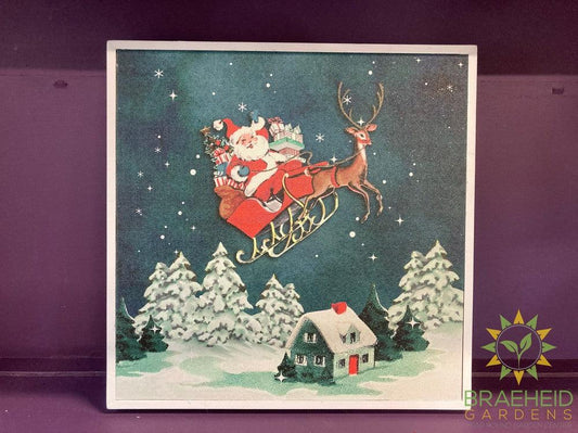 LED Light Up Flying Santa Wall Decor Canvas