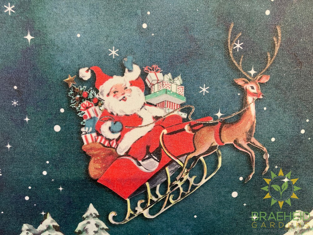 LED Light Up Flying Santa Wall Decor Canvas