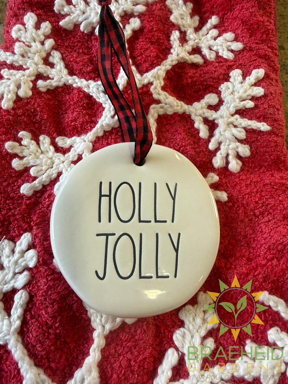 Rae Dunn Christmas Ornament - HOLLY JOLLY