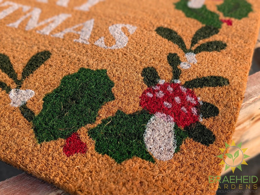 Merry Christmas Mushroom Doormat
