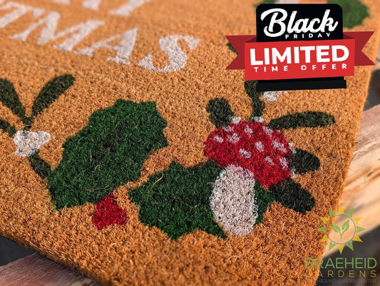 Merry Christmas Mushroom Doormat