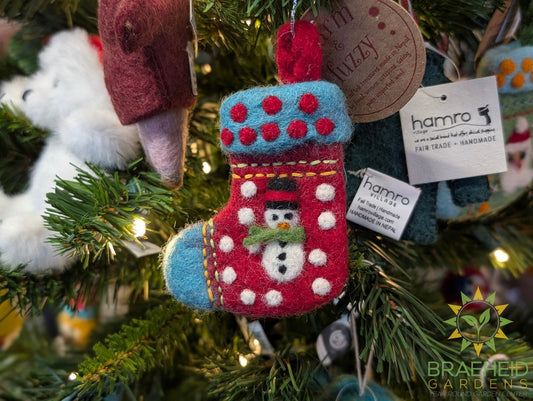 Embroidered Santa & Snowman Stocking Ornaments