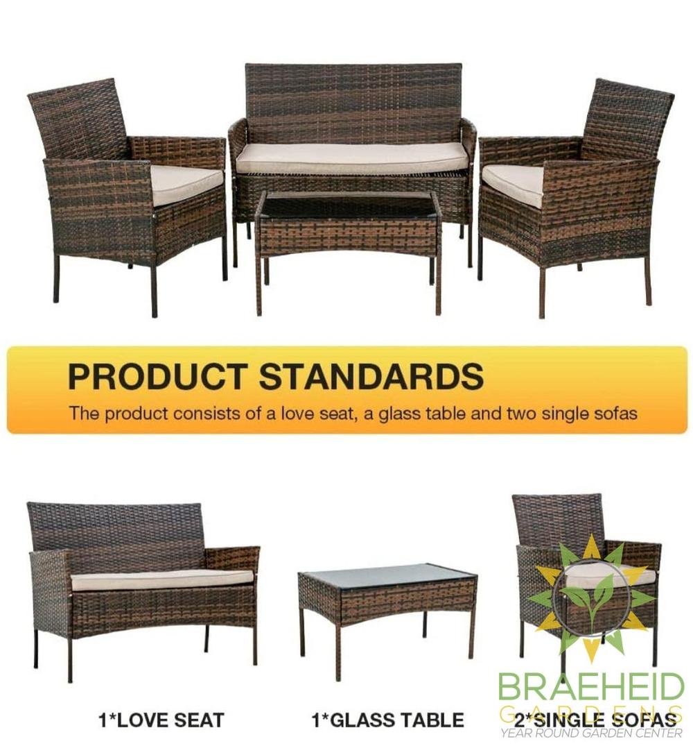 4 PC WICKER PATIO GREY SET