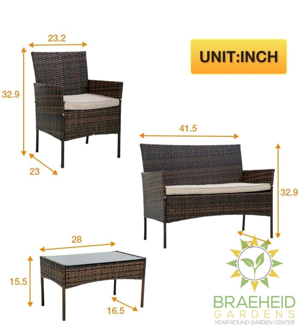 4 PC WICKER PATIO GREY SET