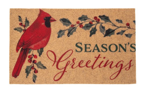 Seasons Greetings Cardinal Doormat