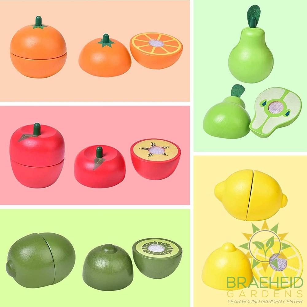 11 Pcs Wooden Pretend-Play Fruit Cutting Set for Kid Toys