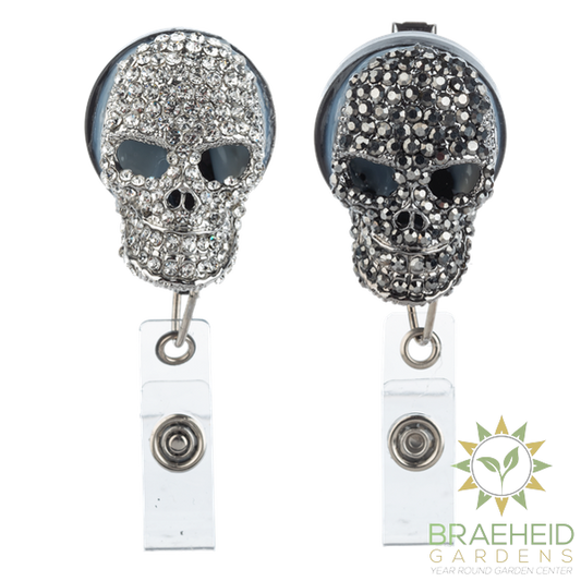 Rhinestone Skull ID Badge Reel on Backer