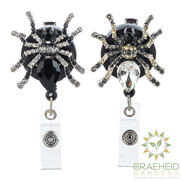 Rhinestone Spider ID Badge Reel on Backer
