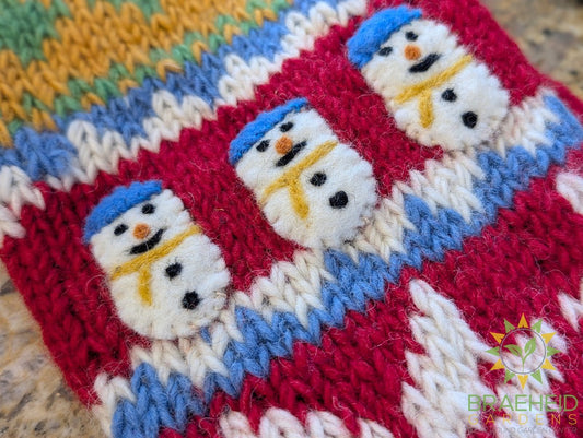 Snowman hand knit stocking grande Prairie ab
