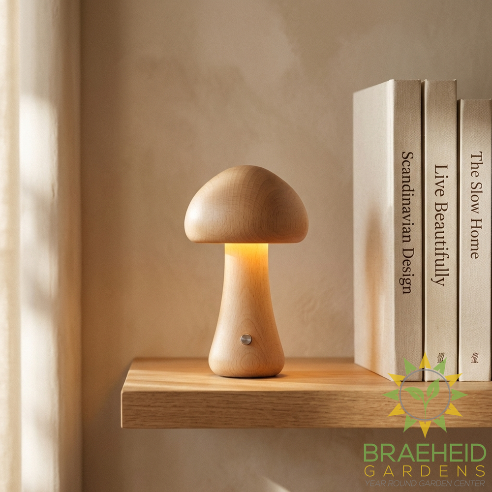 Wooden Mushroom Table Lamps