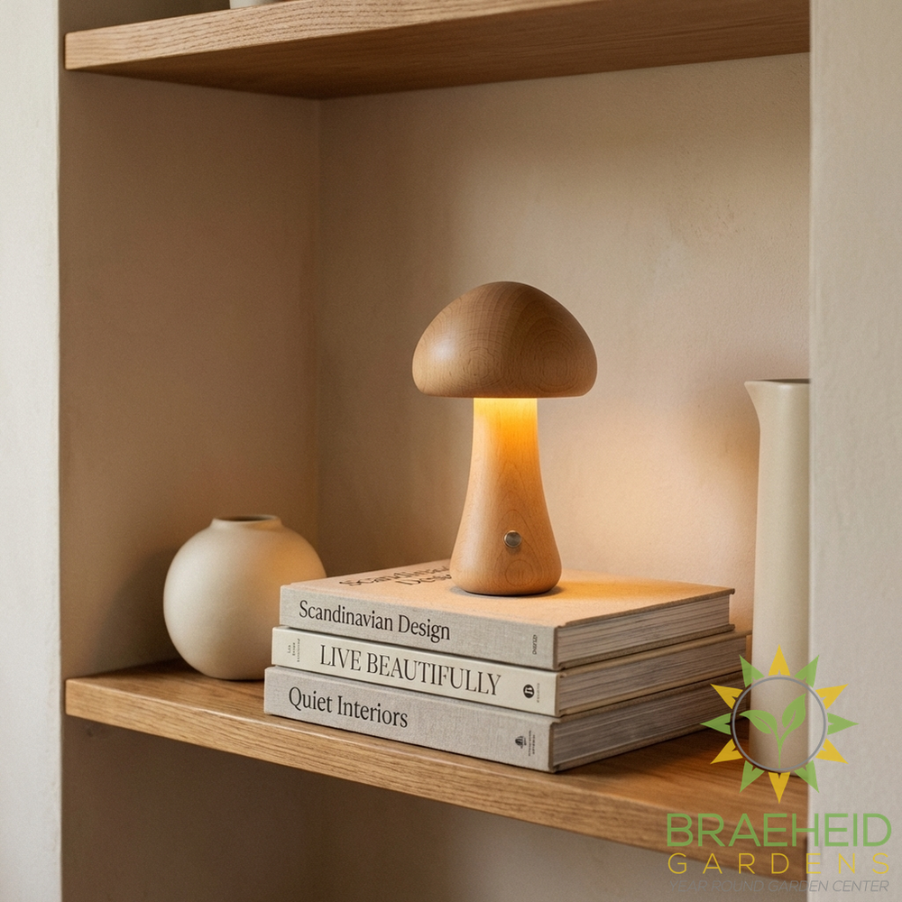 Wooden Mushroom Table Lamps