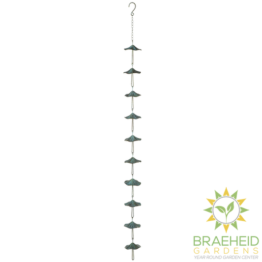 Large Green Patina Mushroom Rain Chain