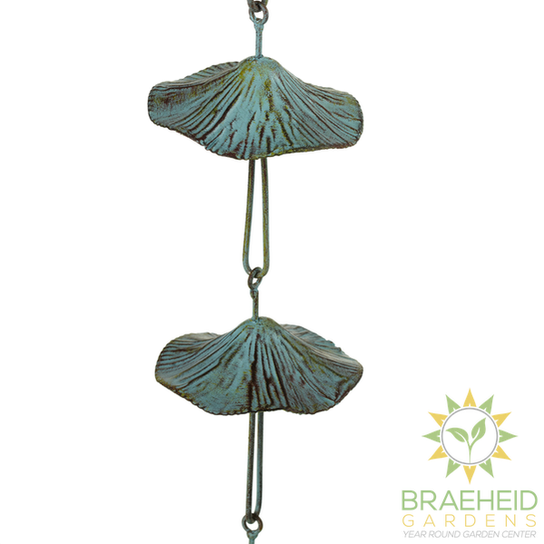 Large Green Patina Mushroom Rain Chain