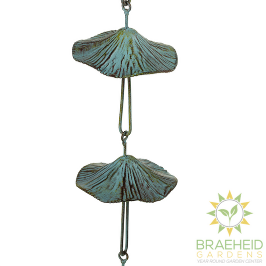 Large Green Patina Mushroom Rain Chain