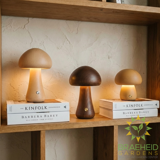 Wooden Mushroom Table Lamps