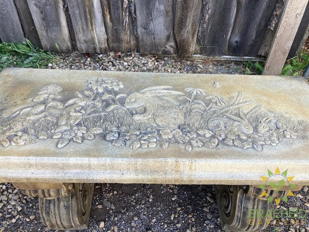 Rabbit Bench Scroll Legs Garden Ornament - NO SHIP -