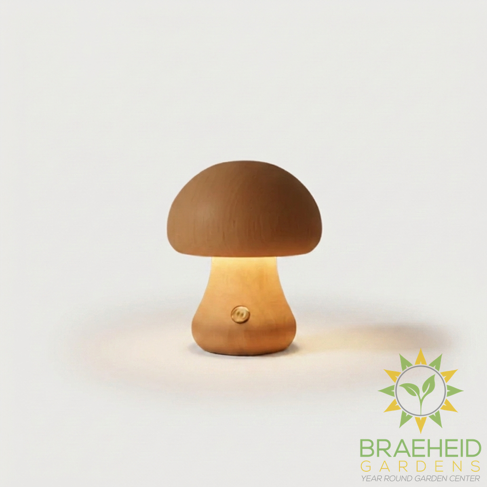 Wooden Mushroom Table Lamps
