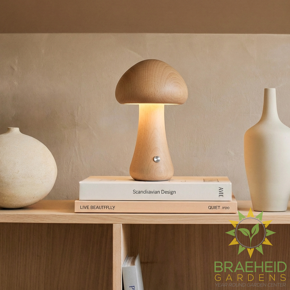 Wooden Mushroom Table Lamps
