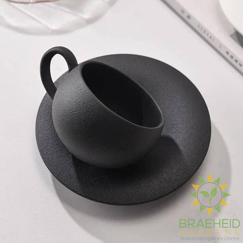 Matte Stone Finish Ceramic Cup and Saucer Set