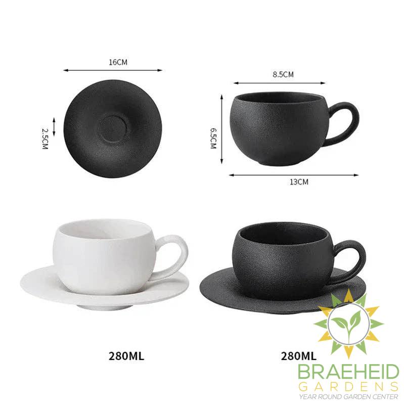 Matte Stone Finish Ceramic Cup and Saucer Set