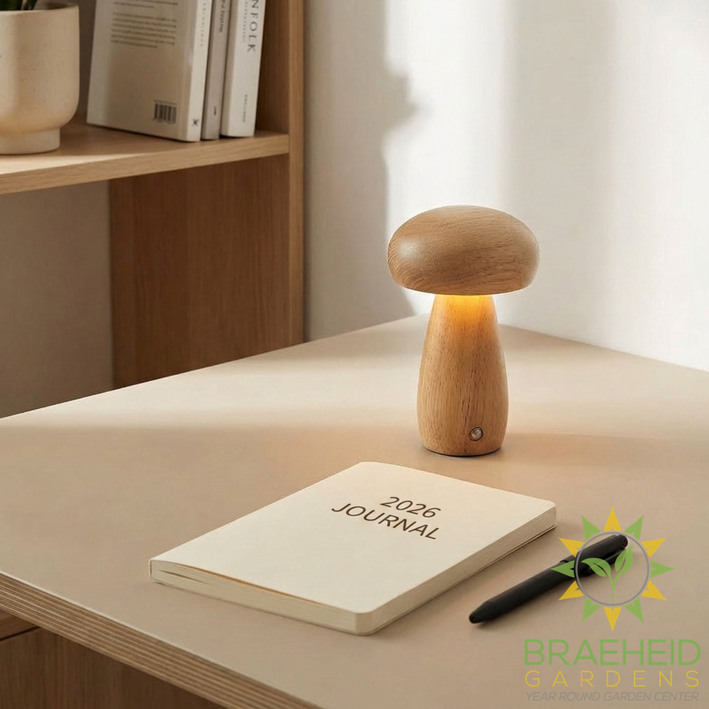 Wooden Mushroom Table Lamps