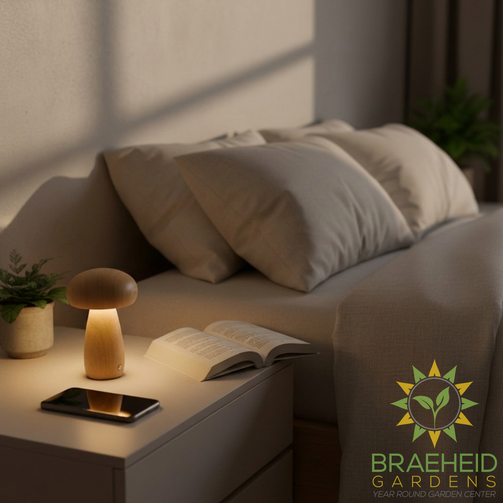 Wooden Mushroom Table Lamps