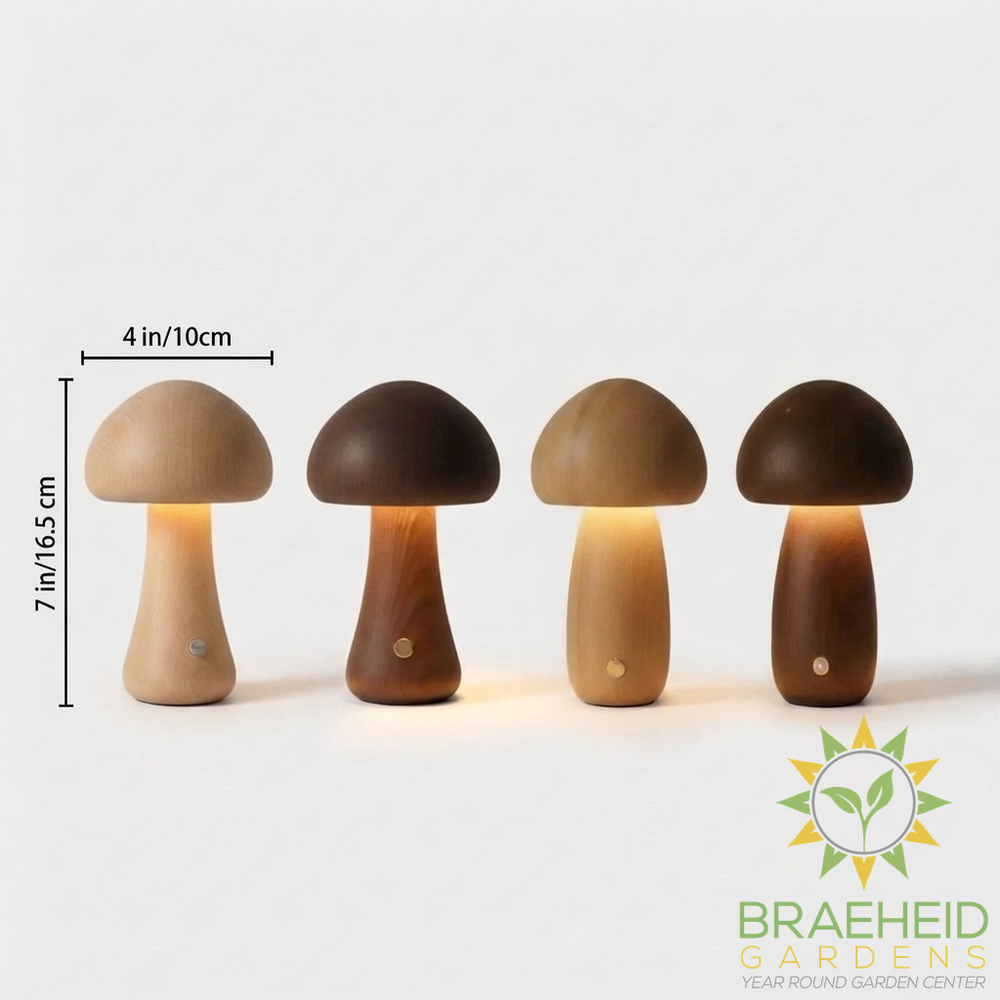 Wooden Mushroom Table Lamps