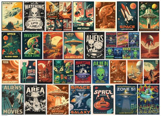Vintage Alien Posters Puzzle