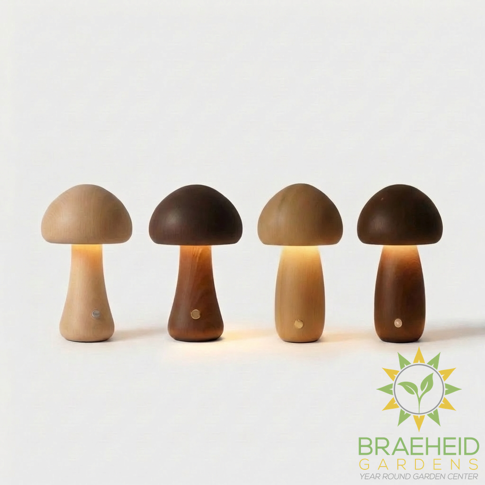 Wooden Mushroom Table Lamps