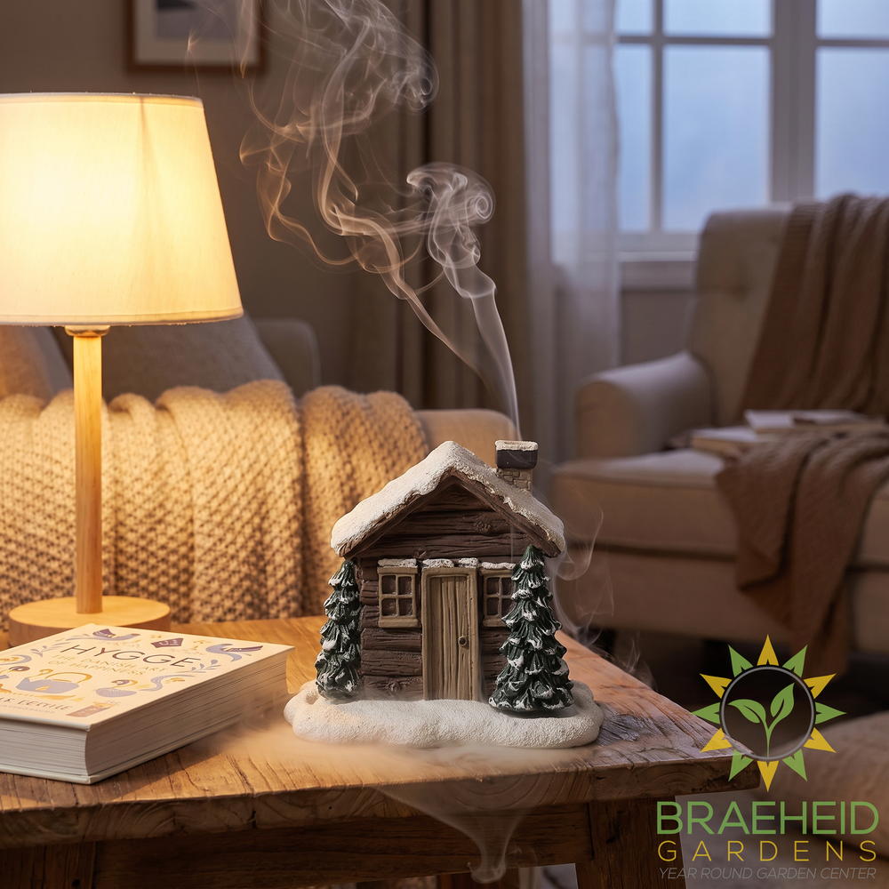 Cone Incense Burning Log Cabin