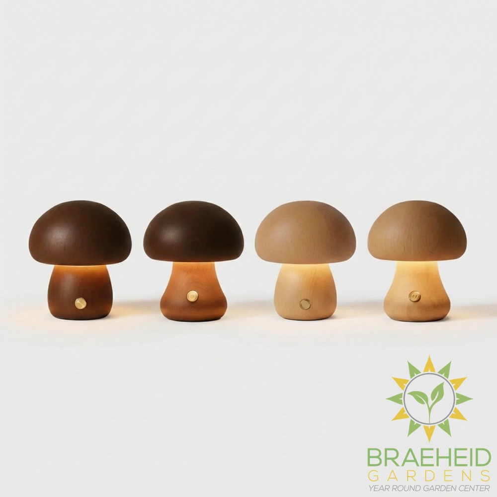 Wooden Mushroom Table Lamps
