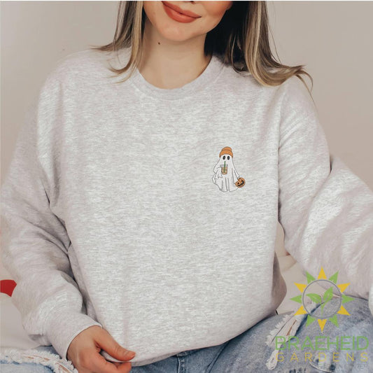 EMBROIDERED Sweatshirt for Fall - Ghost Crewneck Sweater