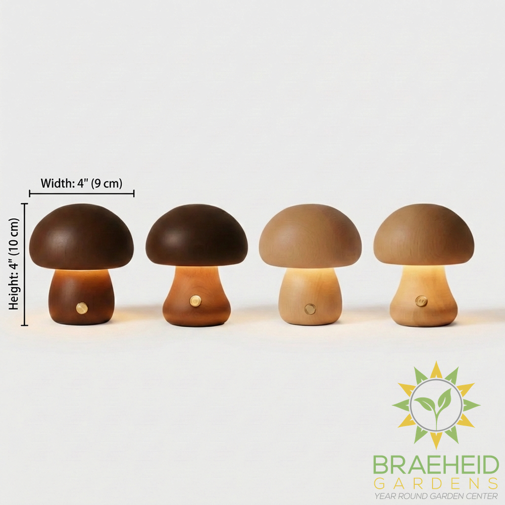 Wooden Mushroom Table Lamps