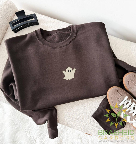Ghost Embroidered Crewneck Sweatshirts for Fall Halloween