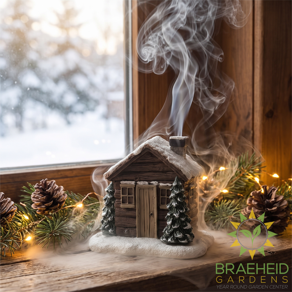 Cone Incense Burning Log Cabin