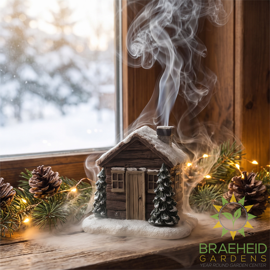 Cone Incense Burning Log Cabin