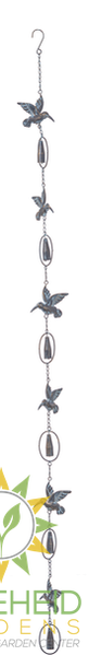 Bronze Patina Hummingbird Rain Chain with Bell