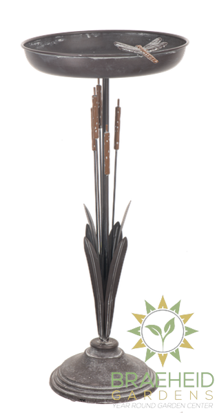 Cattail Birdbath with Dragonfly - NO SHIP -