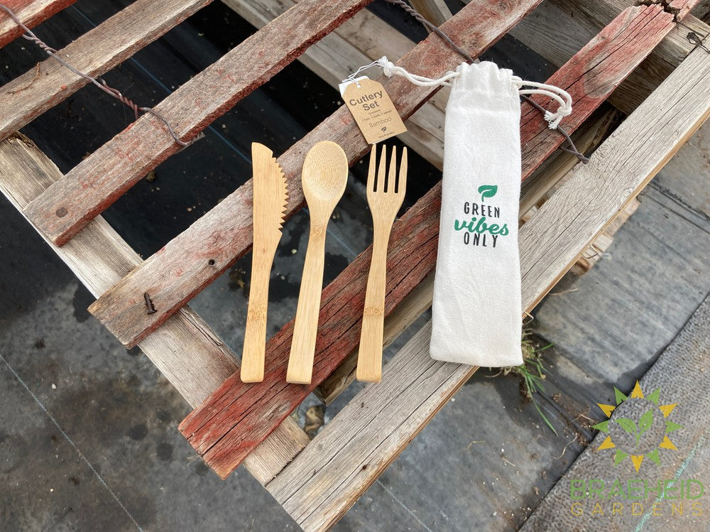 Reusable Bamboo Cutlery Set in Pouch