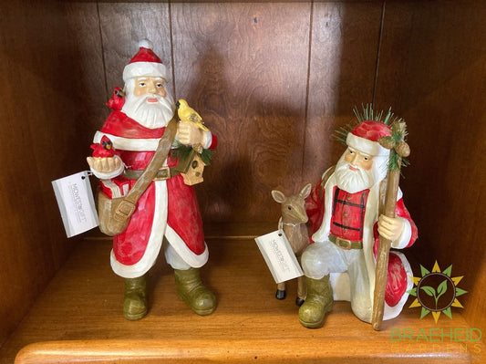 Carved Woodland Santa Figurines