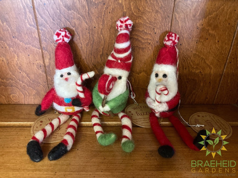 Wool Santa w/Dangle Leg Ornaments